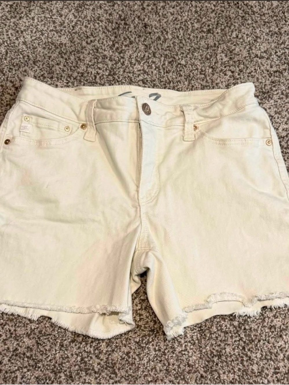 Women’s Cream Denim Cutoff Shorts